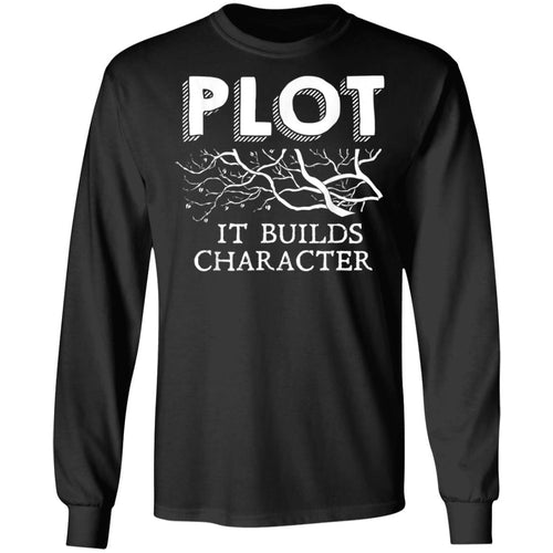 Funny Plot It Builds Character Book Reading Teacher Gift T-Shirt